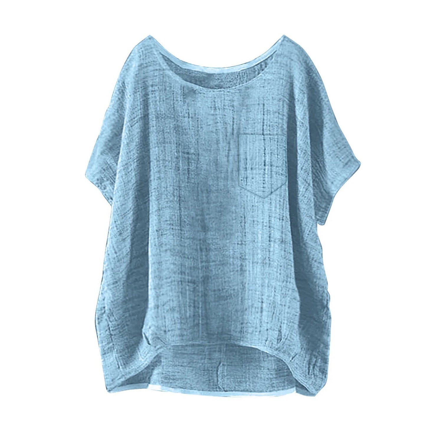 S-5XL Blouse Patchwork Women's Short Sleeve T-Shirt Casual Fashion Summer Tops Loose Pullover Oversize Pocket Shirts Female