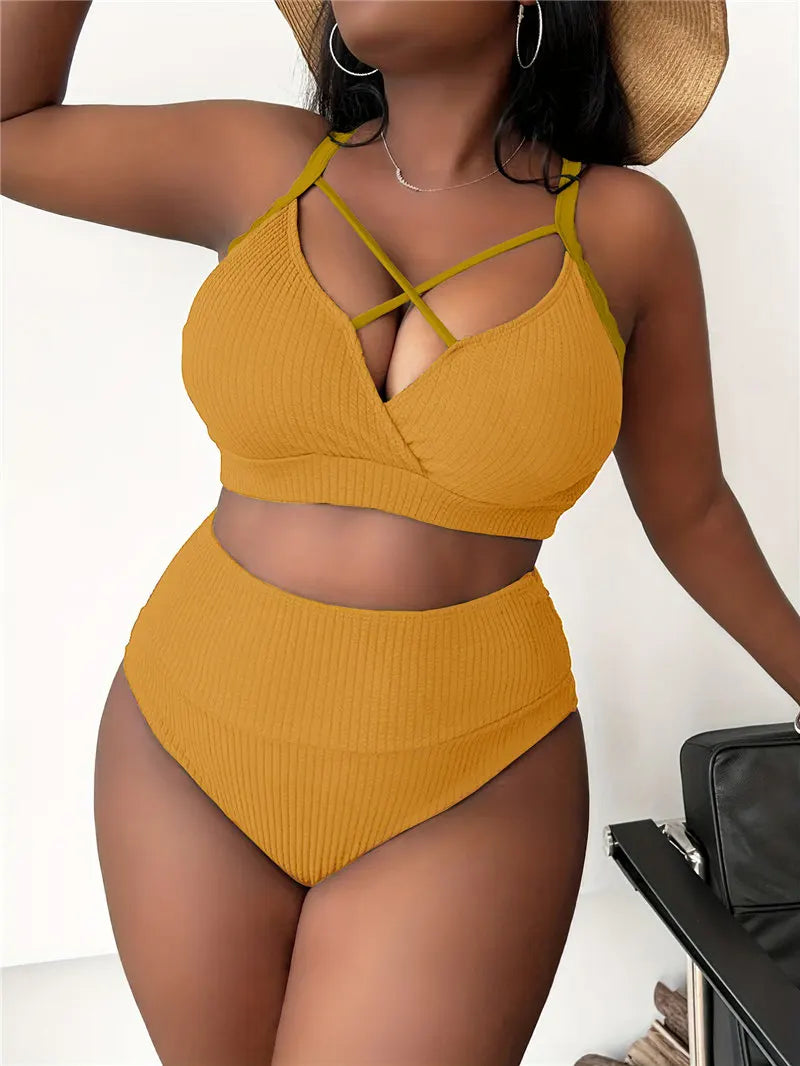 2025 Plus Size XL-4XL Swimwear Women Sexy Backless Two Piece Swimsuit Monokini tankini Bikini set mayo Badpak Biquini Trikini