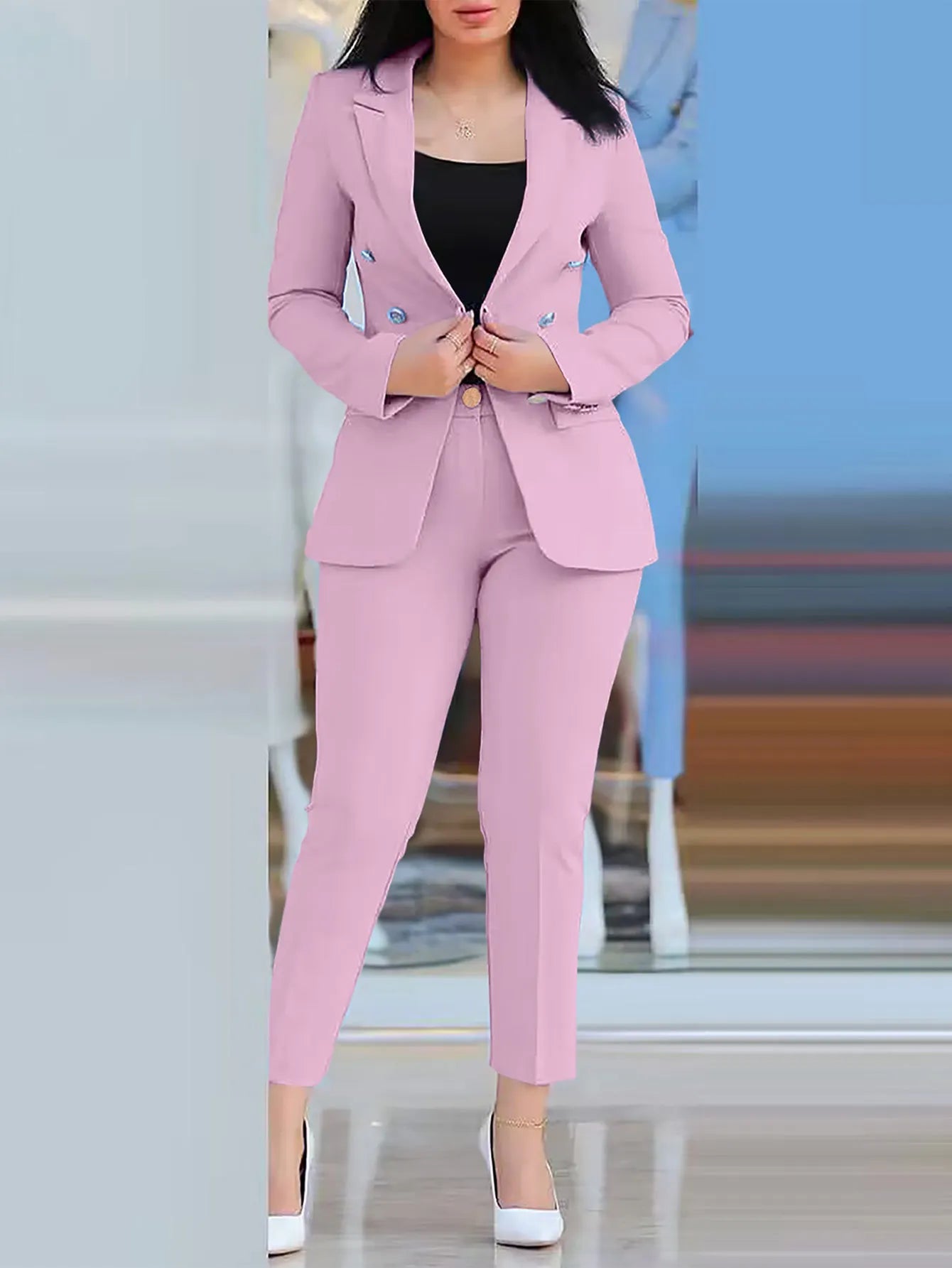 2 Piece Long Sleeve Blazer & Pants Set