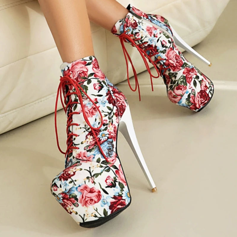 Flower Super High Heel Boots