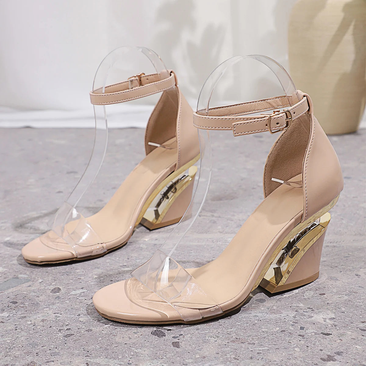 Crystal Transparent Wedge Heel