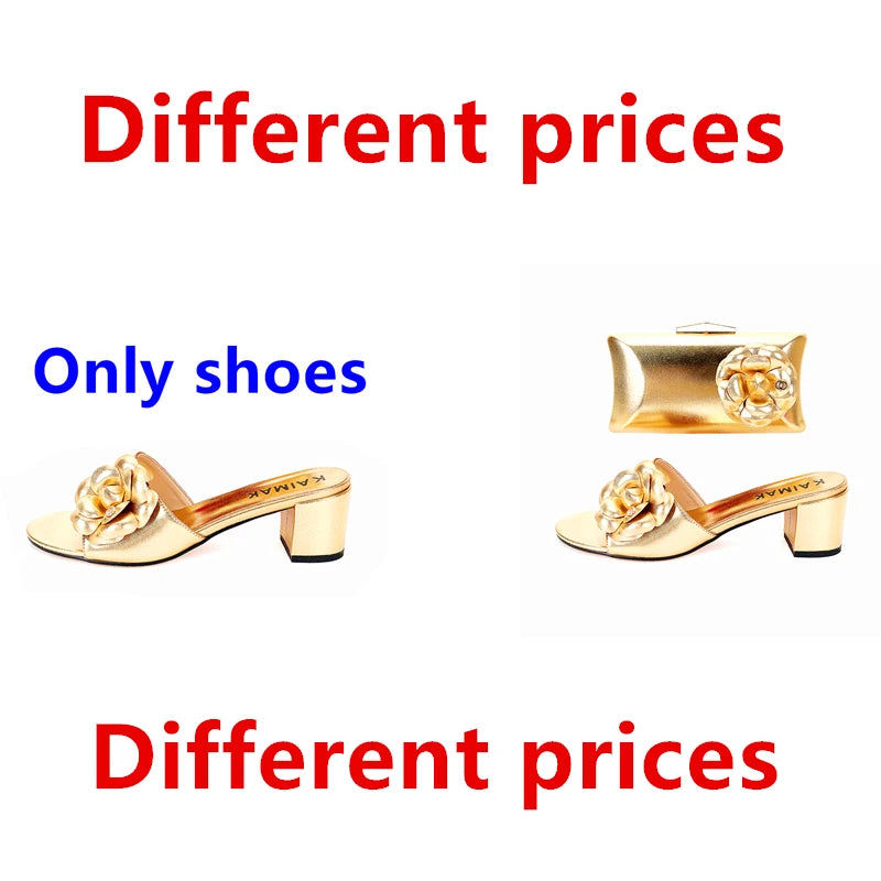 2025 Luxury Women's Shoe Bag Package Handbag Wedding Party Banquet Shoe Bag High Heels African Gold Silver Large Size Slippers