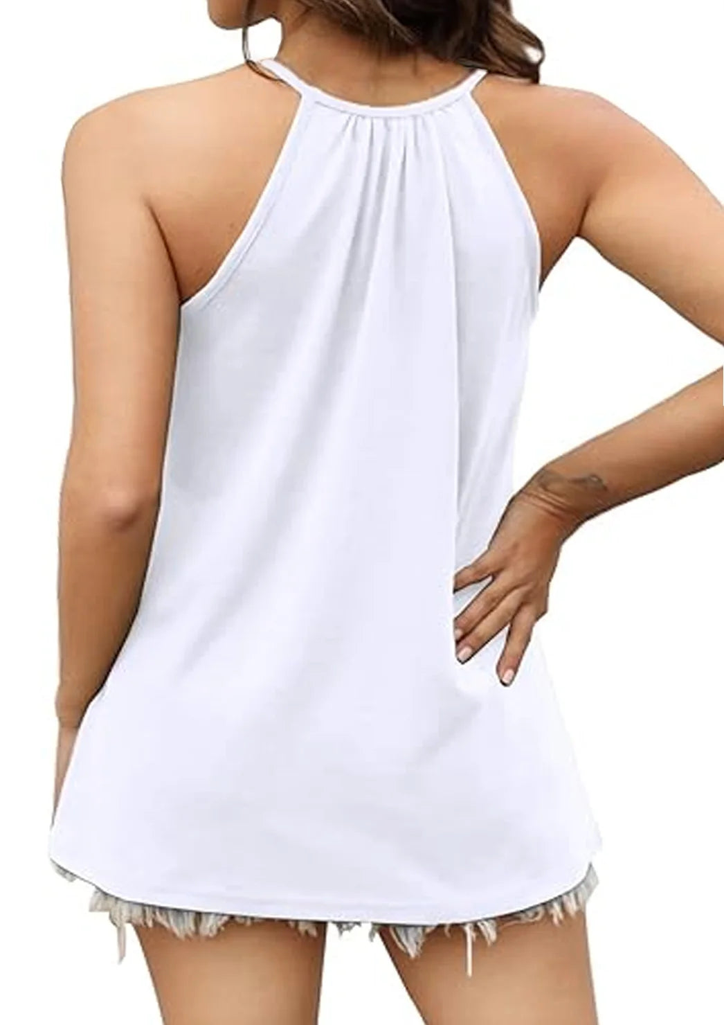 2024 Plus Size Women's vest summer top pleated sleeveless T-shirt