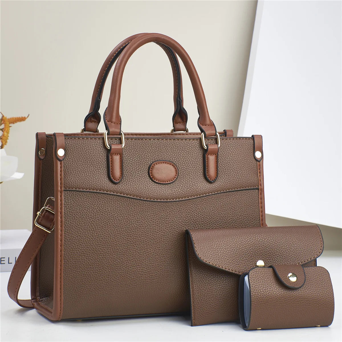 3pcs set Women Bags Soft PU Leather Handbag Purse Wallets Large Capacity Tote Shoulder Bag Girls Messenger Bags For School Work