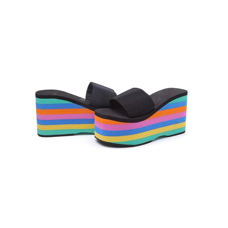 Open Toe Cake Heeled Slippers