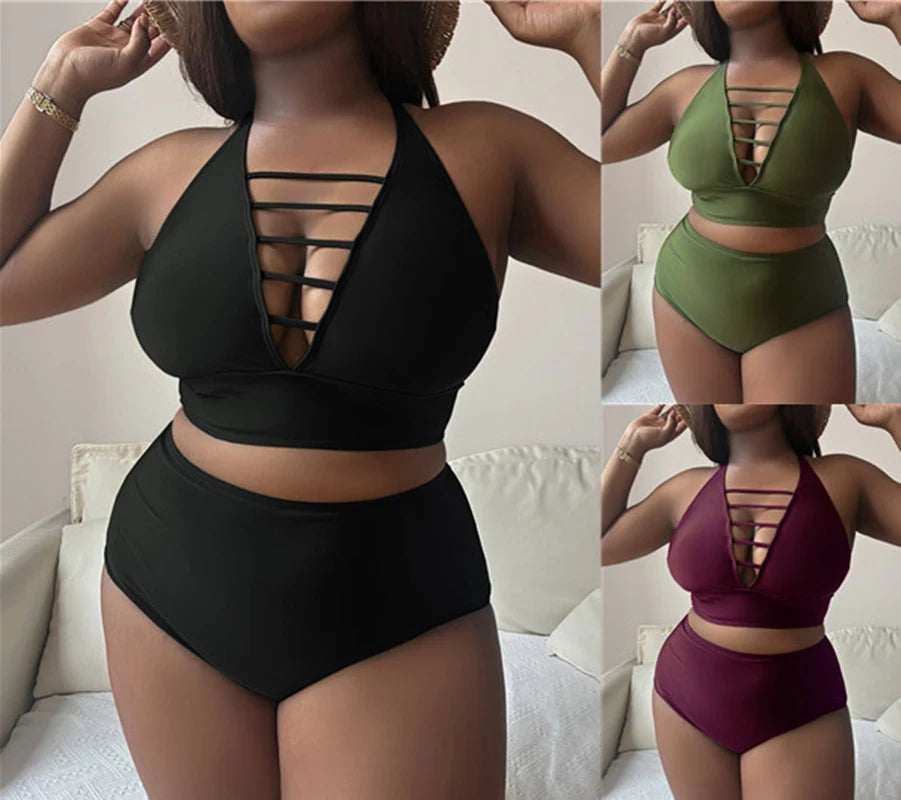 2025 Plus Size XL-4XL Swimwear Women Sexy Backless Two Piece Swimsuit Monokini tankini Bikini set mayo Badpak Biquini Trikini