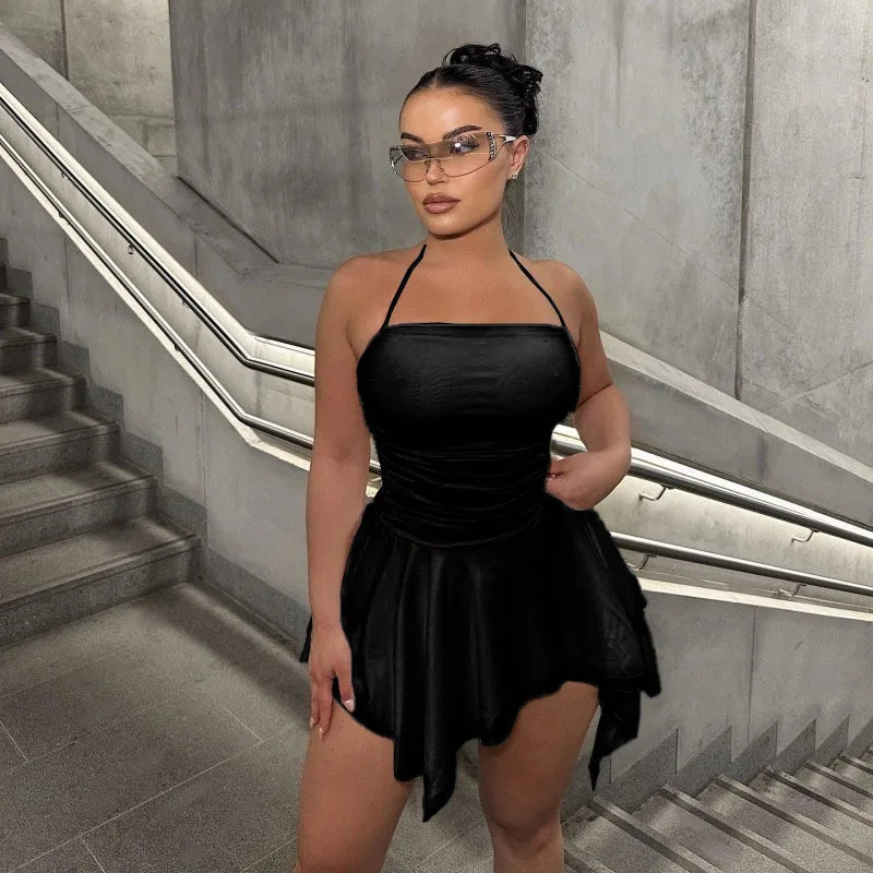 Spaghetti Strap Irregular Mini Dress