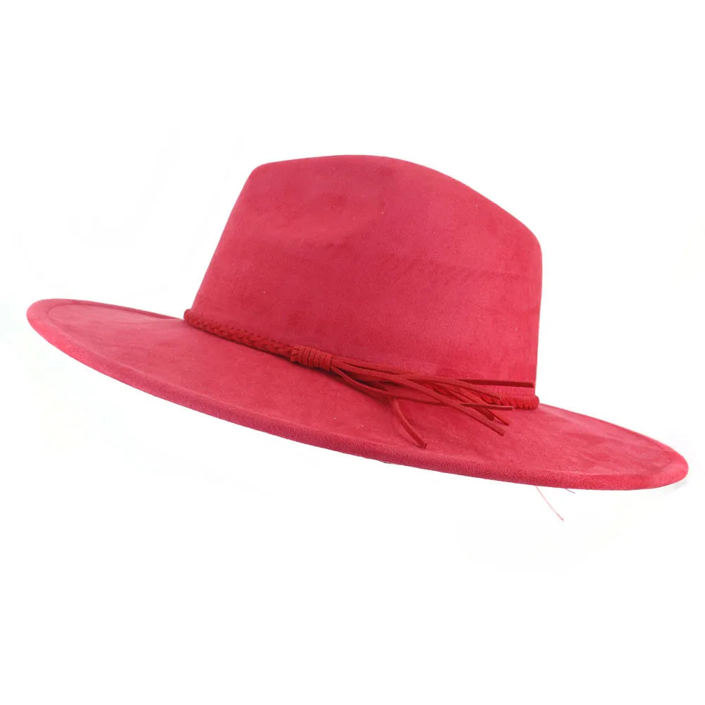 Colorful Suede Wide Brim Felt Fedoras Hat for Women Men Church Jazz Cap Panama Denim Hat Wholesale шляпа женская л