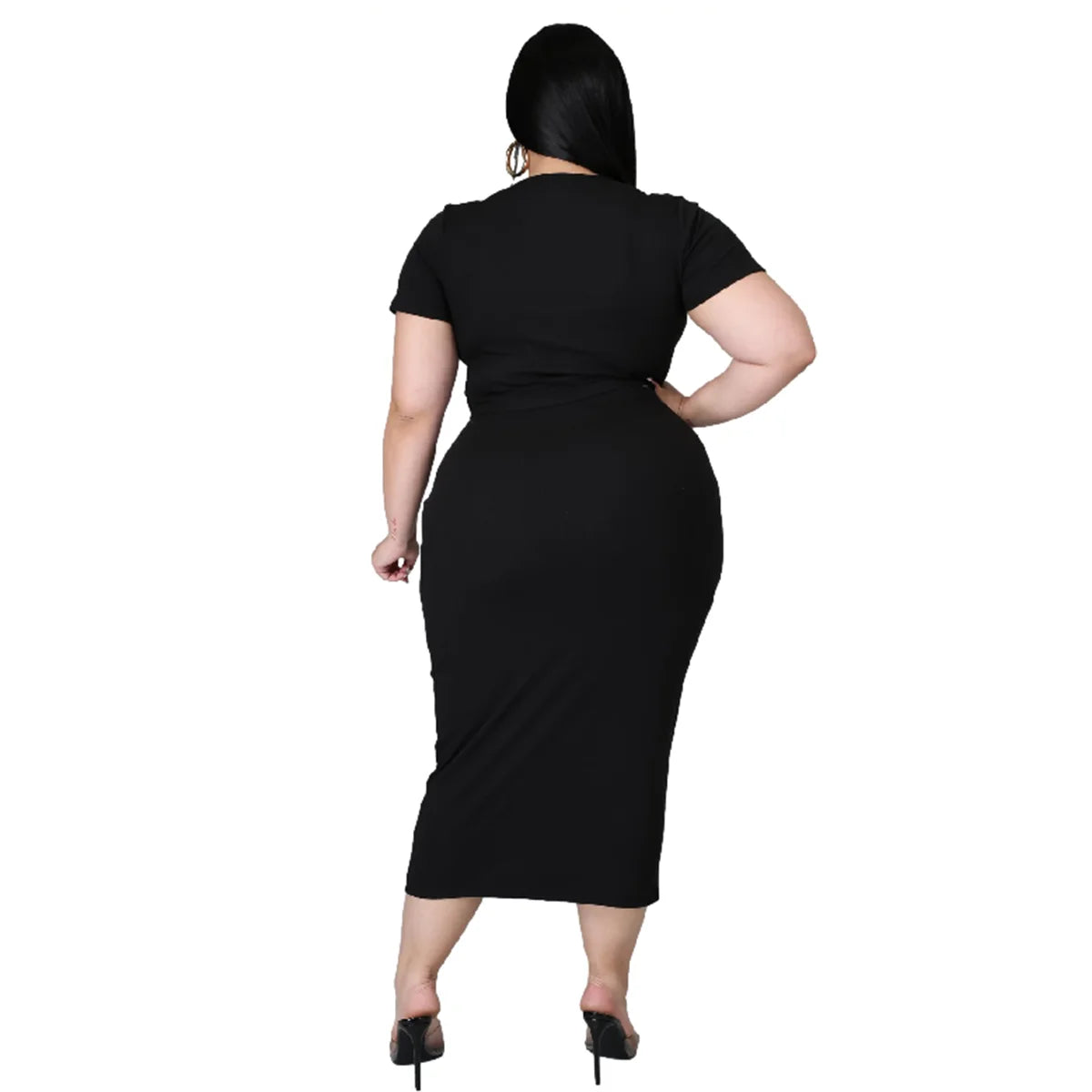 V Neck Casual Top Skirt 2 Piece Set