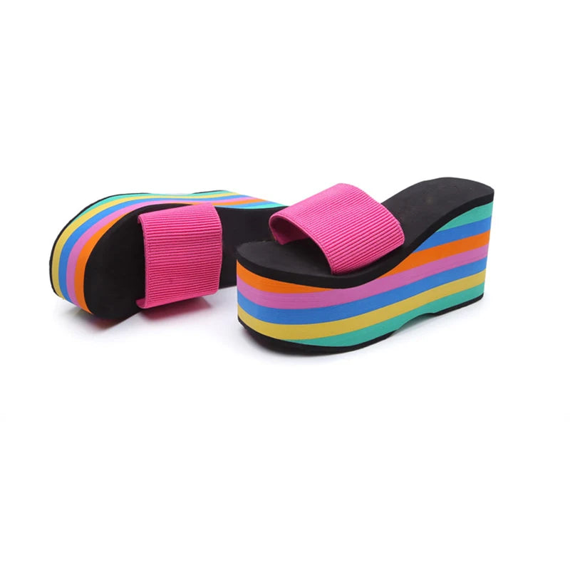 Open Toe Cake Heeled Slippers