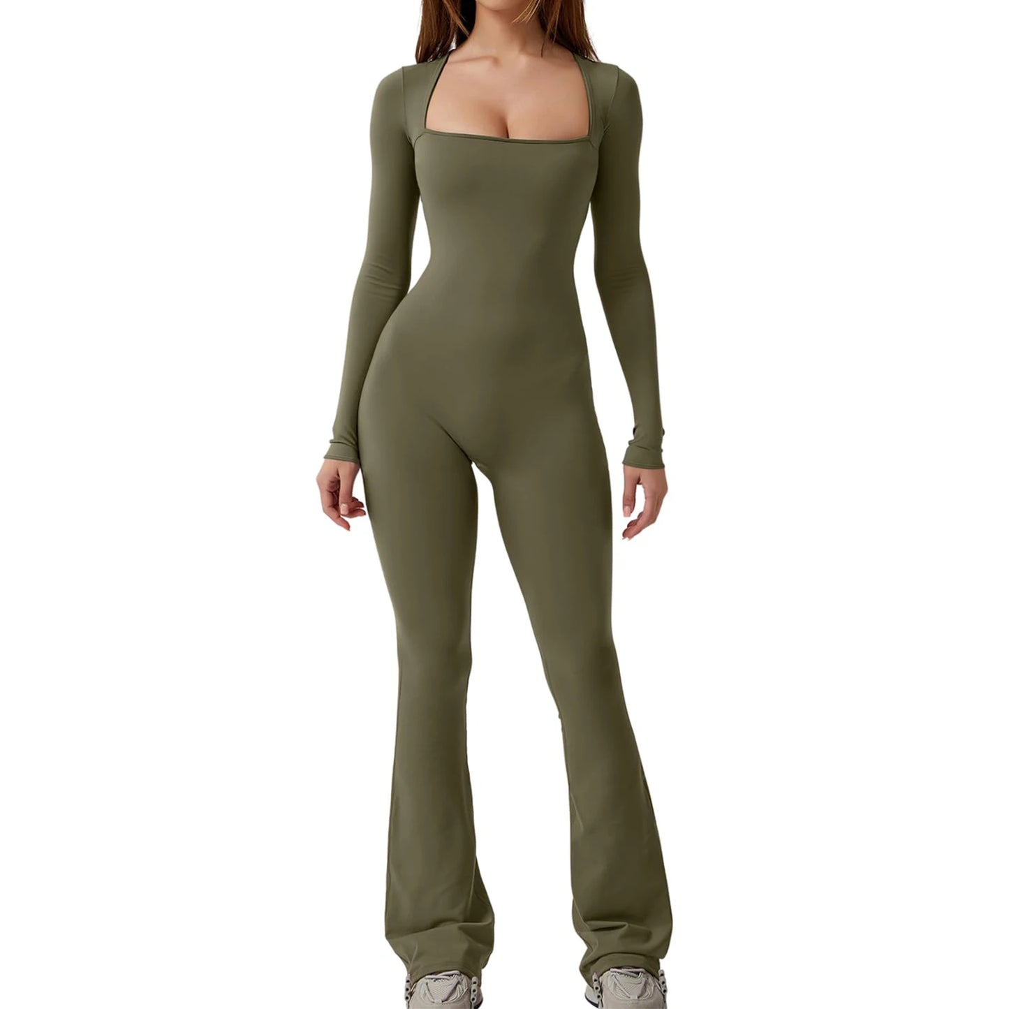 Square Neck Solid Color Romper