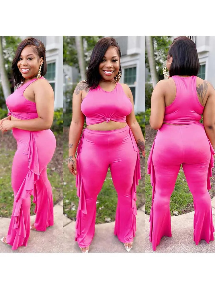 Two-piece Tank Top Ruffle Pant Set