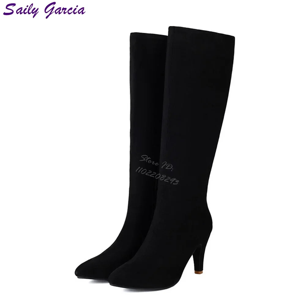 Sexy Leopard Knee High Side Zipper Boots