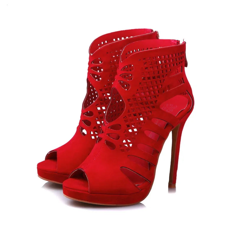 Peep Toe High Heel Boots