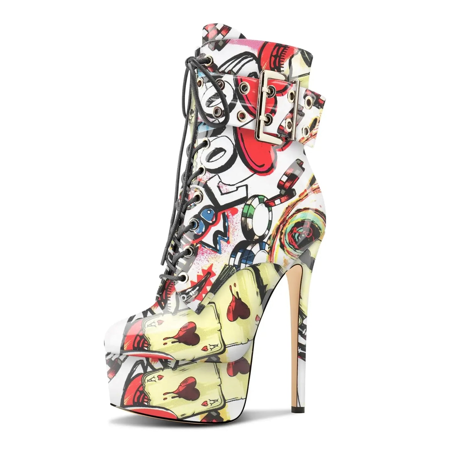 Leopard Print Platform Buckle Strap Boots