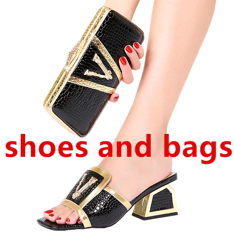 Women's High Heel Dress Sandals with Clutch Purse Set Sparkling Crystal V-Strap Party Sandals for Wedding Evening, Prom Non-Slip