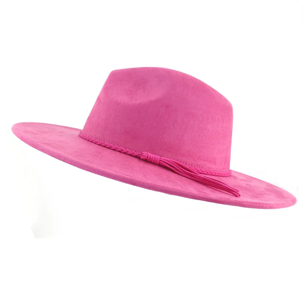 Colorful Suede Wide Brim Felt Fedoras Hat for Women Men Church Jazz Cap Panama Denim Hat Wholesale шляпа женская л