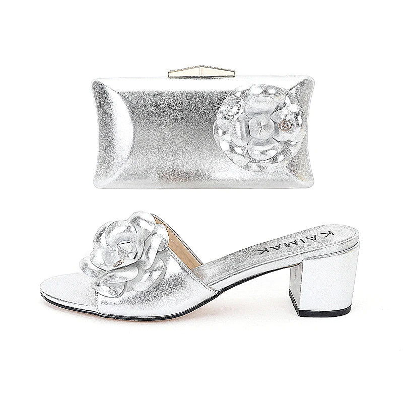 2025 Luxury Women's Shoe Bag Package Handbag Wedding Party Banquet Shoe Bag High Heels African Gold Silver Large Size Slippers