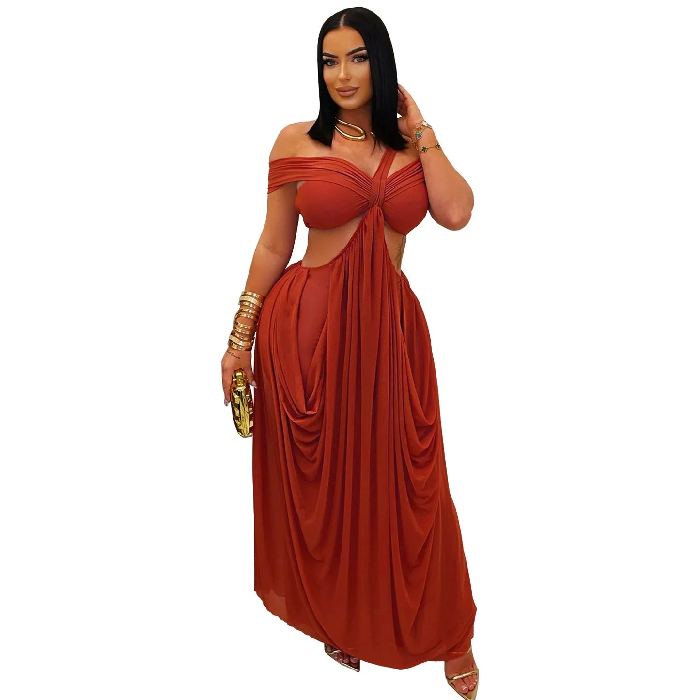 Sexy Mesh Hollow Out Waist Dress