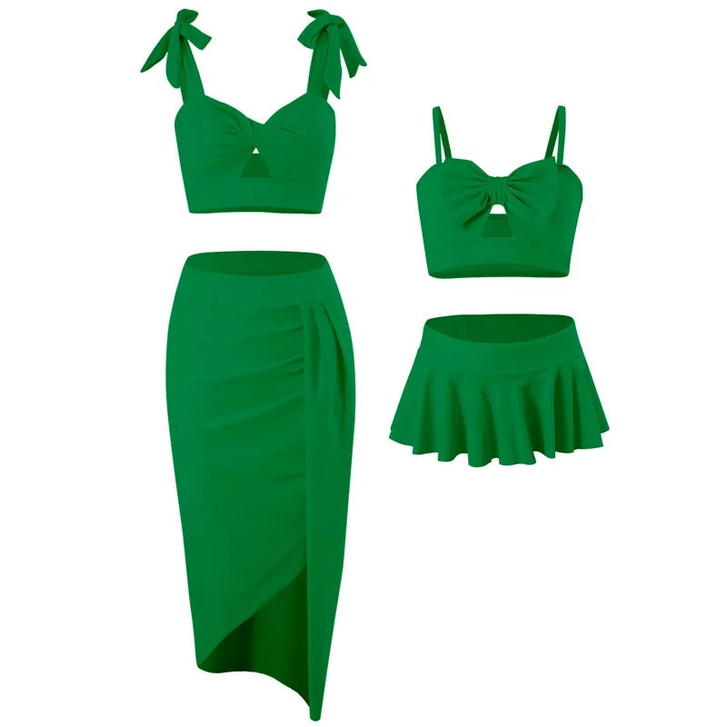 New Family Swimsuits Mother and Daught Bikini Set Three-piece Skirt-type Parent-child Women's Bikini Swimwear