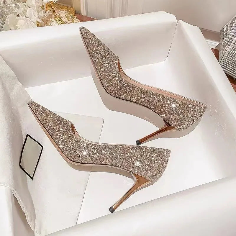 Luxury Designer Elegant Sexy Silver Heels