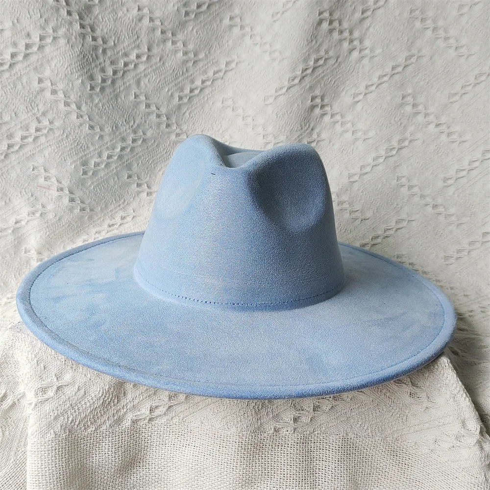 Colorful Suede Wide Brim Felt Fedoras Hat for Women Men Church Jazz Cap Panama Denim Hat Wholesale шляпа женская л