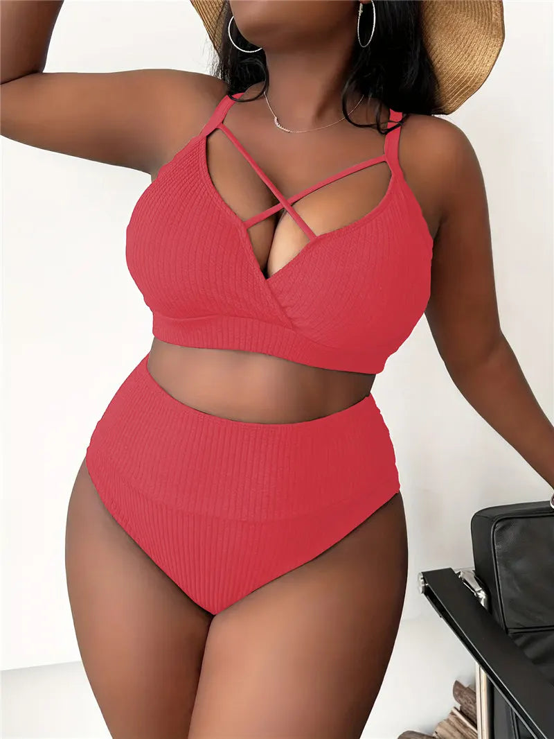 2025 Plus Size XL-4XL Swimwear Women Sexy Backless Two Piece Swimsuit Monokini tankini Bikini set mayo Badpak Biquini Trikini