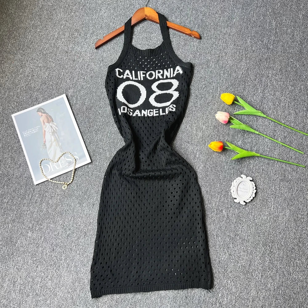 YuooMuoo Chic Fashion Sexy Package Hips Knitted Summer Dress Women Slim Elastic Halter Bodycon Mini Dress Streetwear Outfits