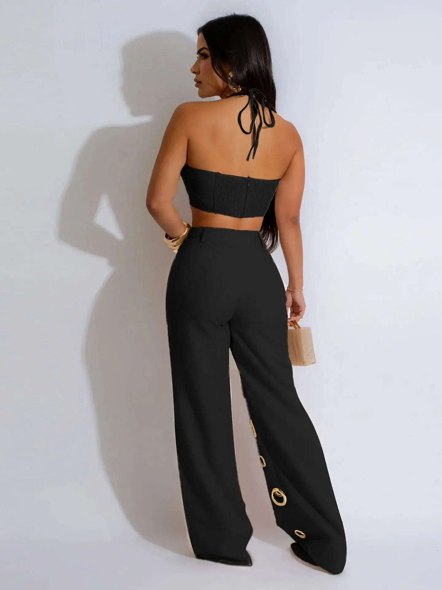 2 Piece Top and Hollow Out Pants Set