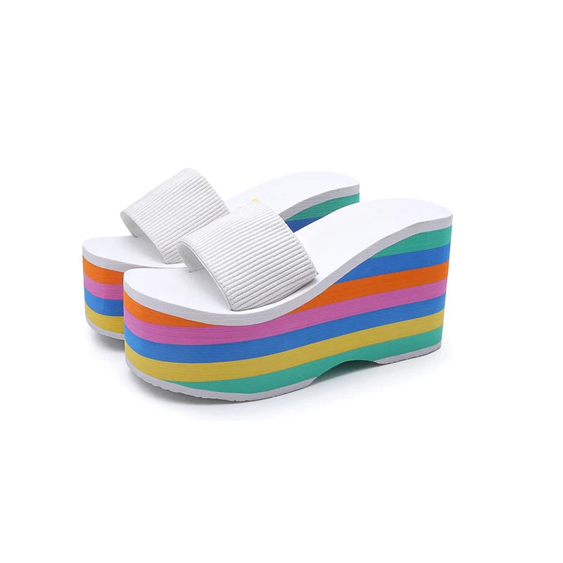 Open Toe Cake Heeled Slippers