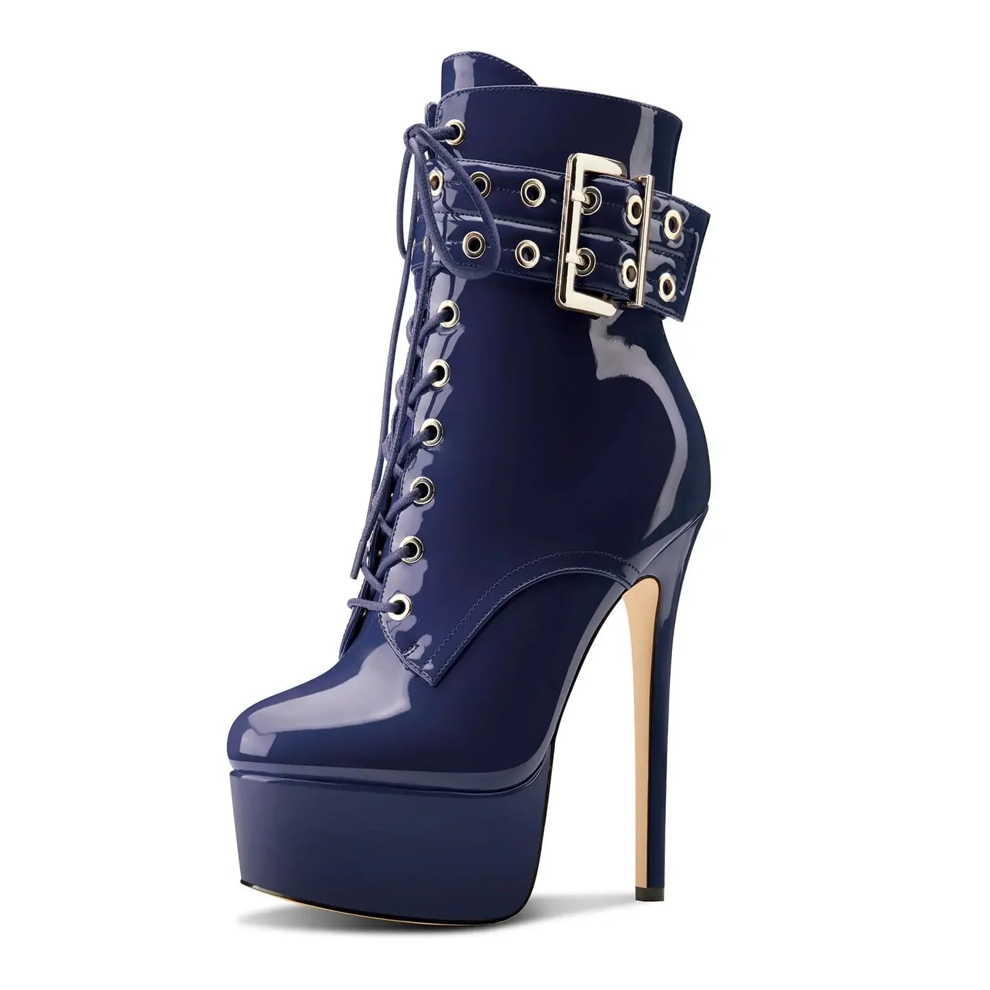 Leopard Print Platform Buckle Strap Boots