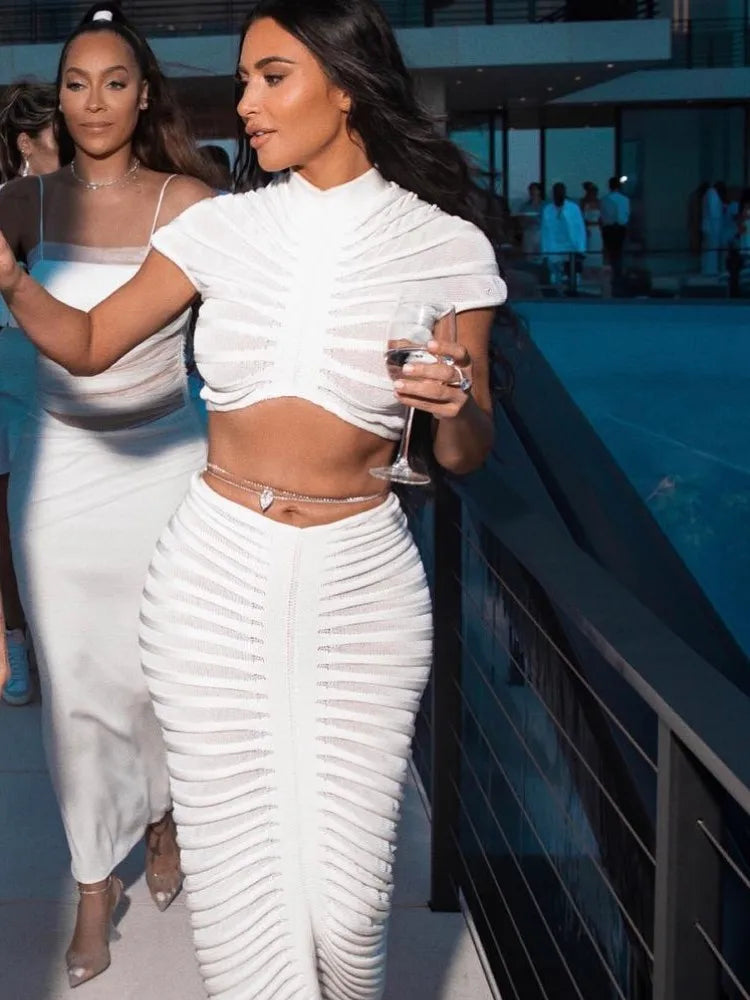 Long Skirt Two Piece Hollow Out Set