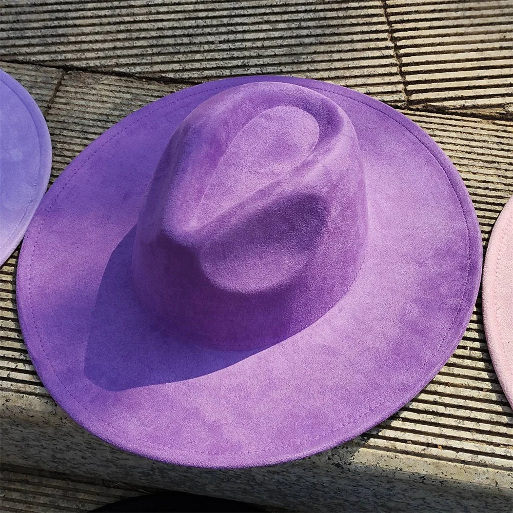 Colorful Suede Wide Brim Felt Fedoras Hat for Women Men Church Jazz Cap Panama Denim Hat Wholesale шляпа женская л