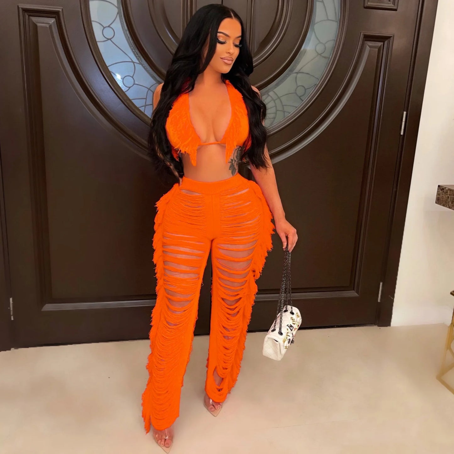 Bra Crop Top & Pants 2 Piece Set