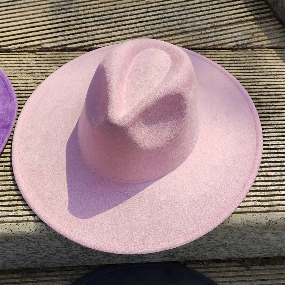 Colorful Suede Wide Brim Felt Fedoras Hat for Women Men Church Jazz Cap Panama Denim Hat Wholesale шляпа женская л