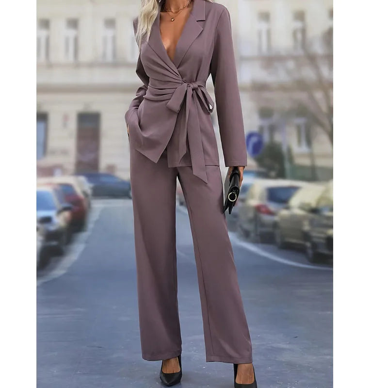 sets for women 2 pieces Spring and Autumn new European and American loose slimming high-end cool casual pants two-piece set