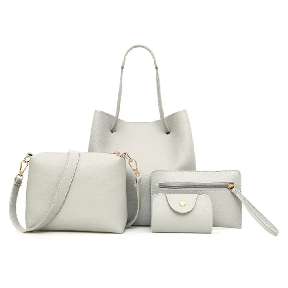 4Pcs Faux Leather Shoulder Bag Women Handbag Crossbody Bags Clutches Purse Set Trend Female Shoulder Bag Casual Purse Set