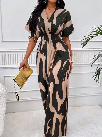 Printed Elegant High Waist Wide Leg Jumpsuit