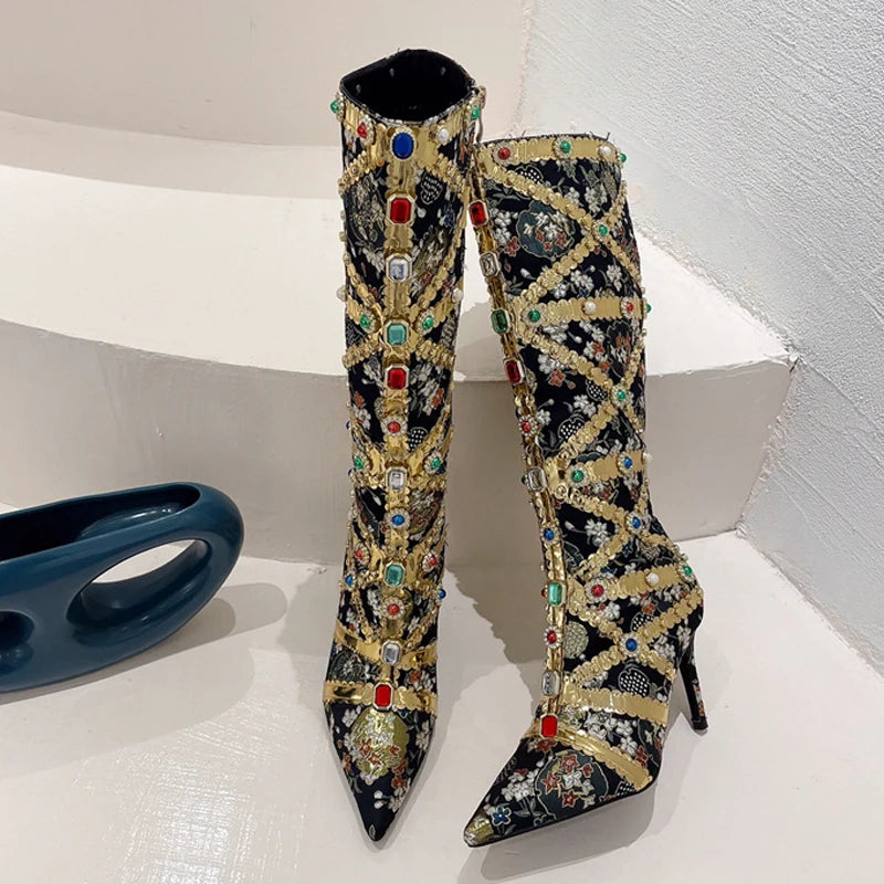 Fashion Knee High Pointed Toe High Heel Boots