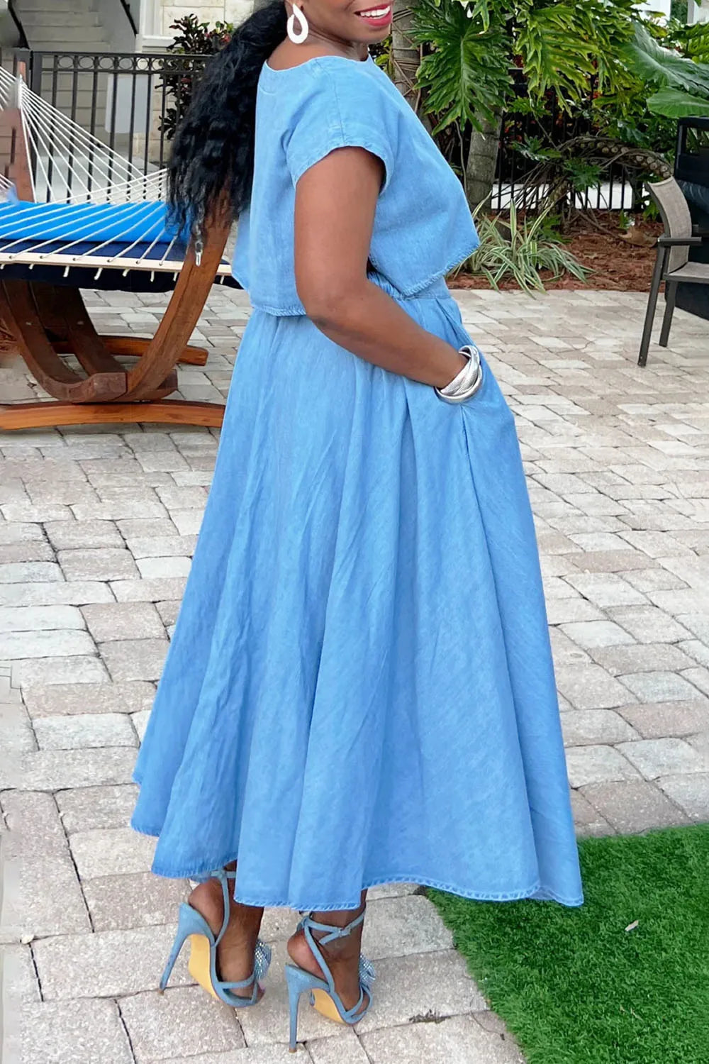 Denim Two Piece Skirt Set