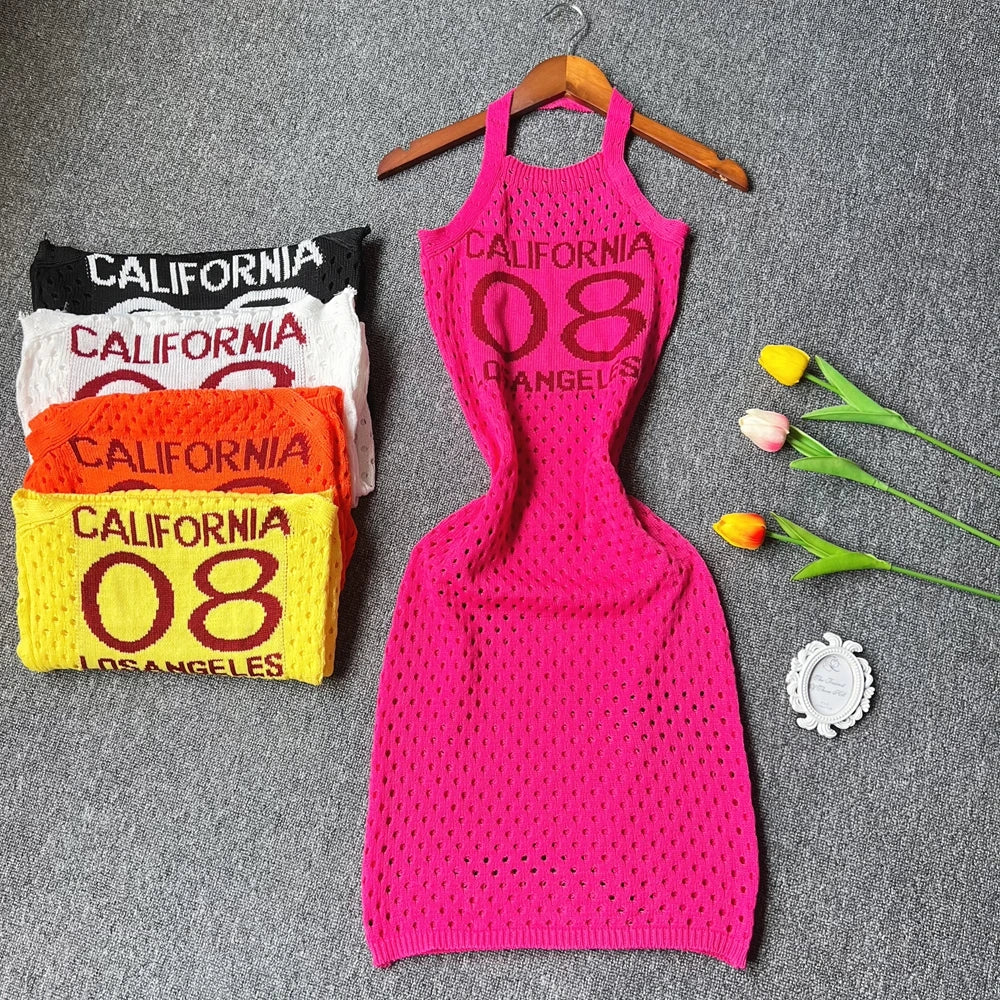 YuooMuoo Chic Fashion Sexy Package Hips Knitted Summer Dress Women Slim Elastic Halter Bodycon Mini Dress Streetwear Outfits