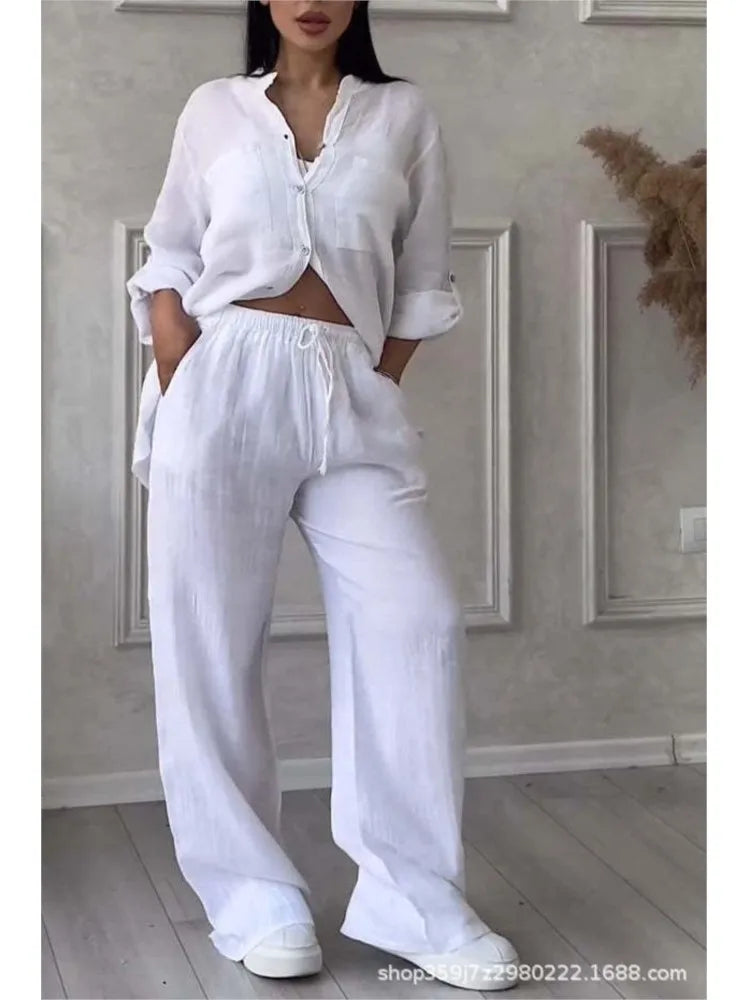 2 Piece Wide Leg Pants Set