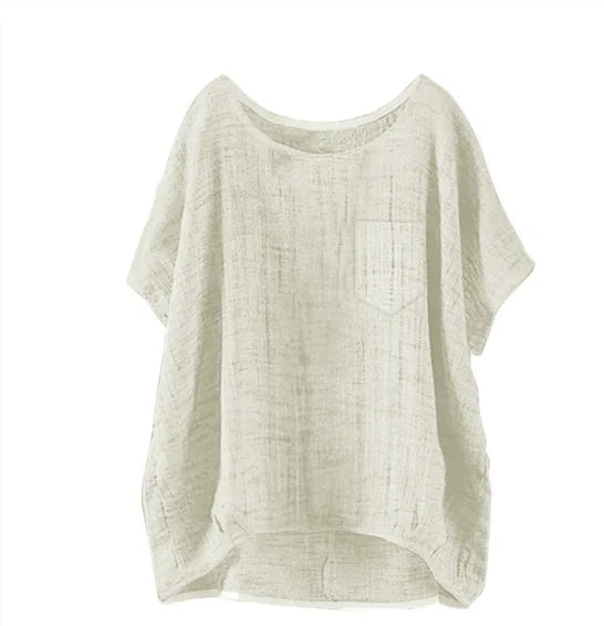 S-5XL Blouse Patchwork Women's Short Sleeve T-Shirt Casual Fashion Summer Tops Loose Pullover Oversize Pocket Shirts Female