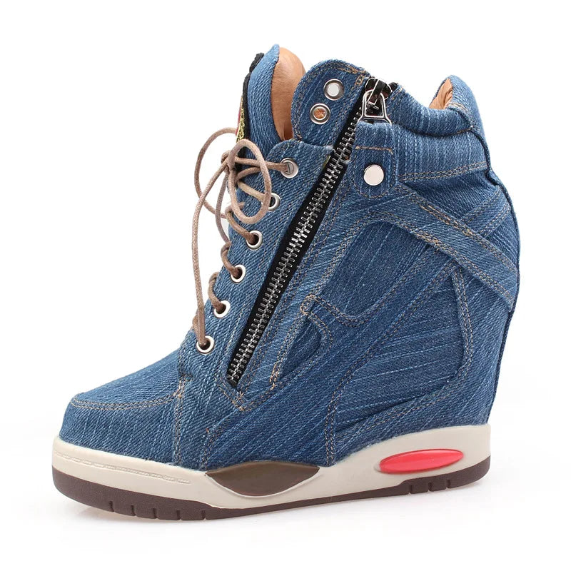 Platform Round Toe Wedge Boots