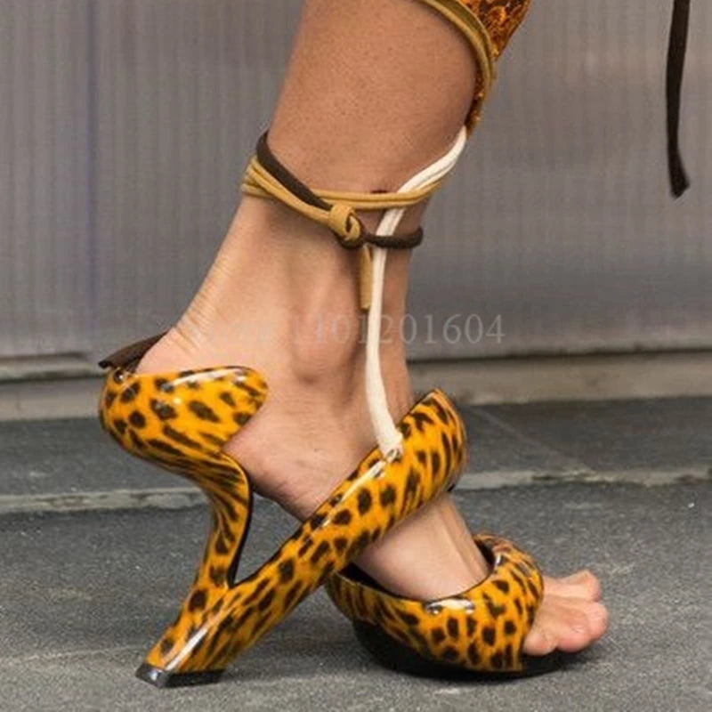 Sandals Gladiator Snake Shoes Blue Patent 2025 Women Riband Design Mixed Colors Strange Style Slip On Modern Fashion High Heels