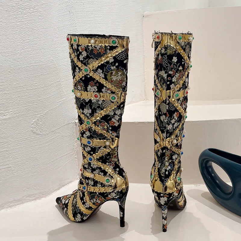 Fashion Knee High Pointed Toe High Heel Boots