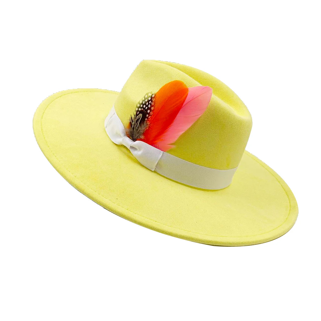 Suede fedora hat with same color accessories teardrop top wide brim hat for men and women Panama hat chapeau homme sombrero