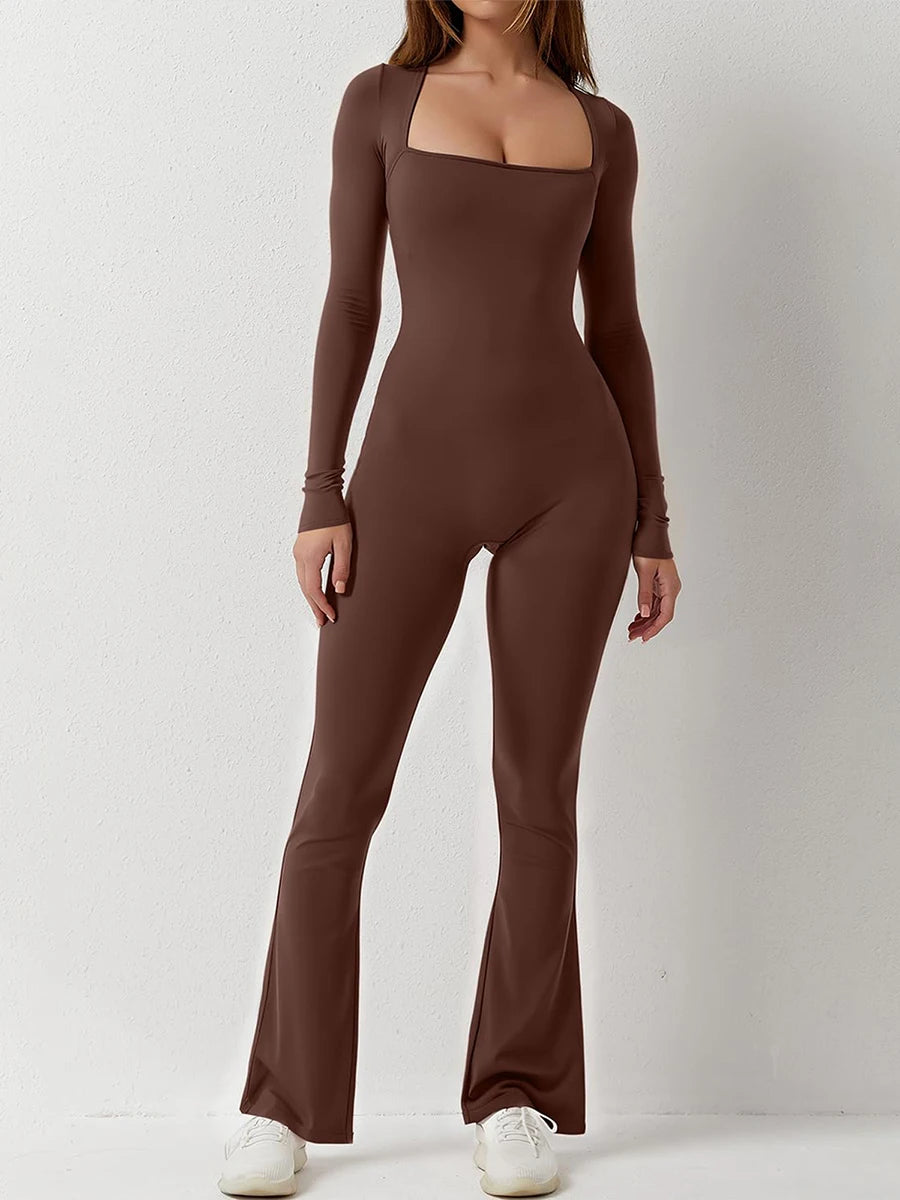 Square Neck Solid Color Romper