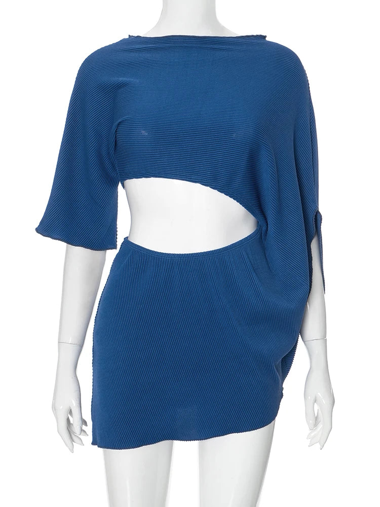 Hollow Irregular Inclined Shoulder Dress