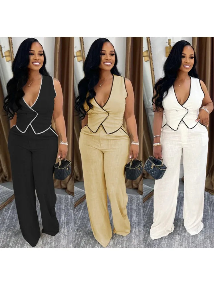 Casual 2 Piece Vest & Pants Set